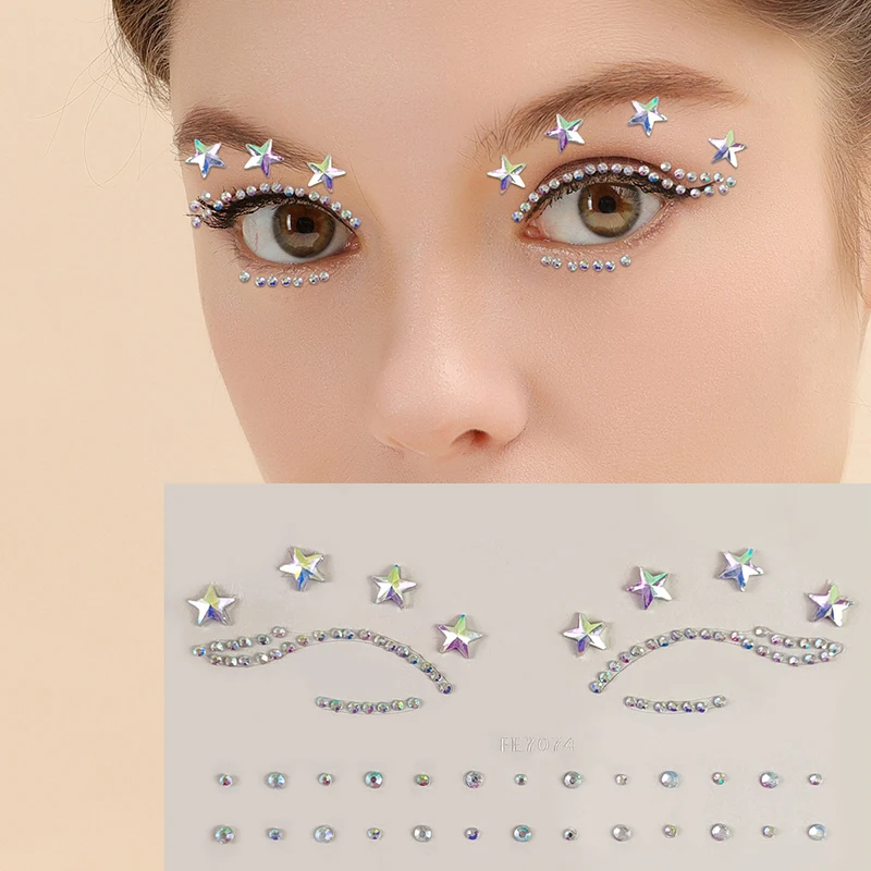 3D Rhinestone Tattoo Sticker Eyes Face Makeup Decoration Masquerade Party Temporary Tattoo DIY