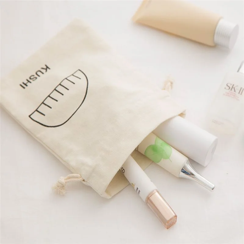 custom.Customized Natural Canvas Cotton Pouch Jewelry Shoe Dust Drawstring Pouch