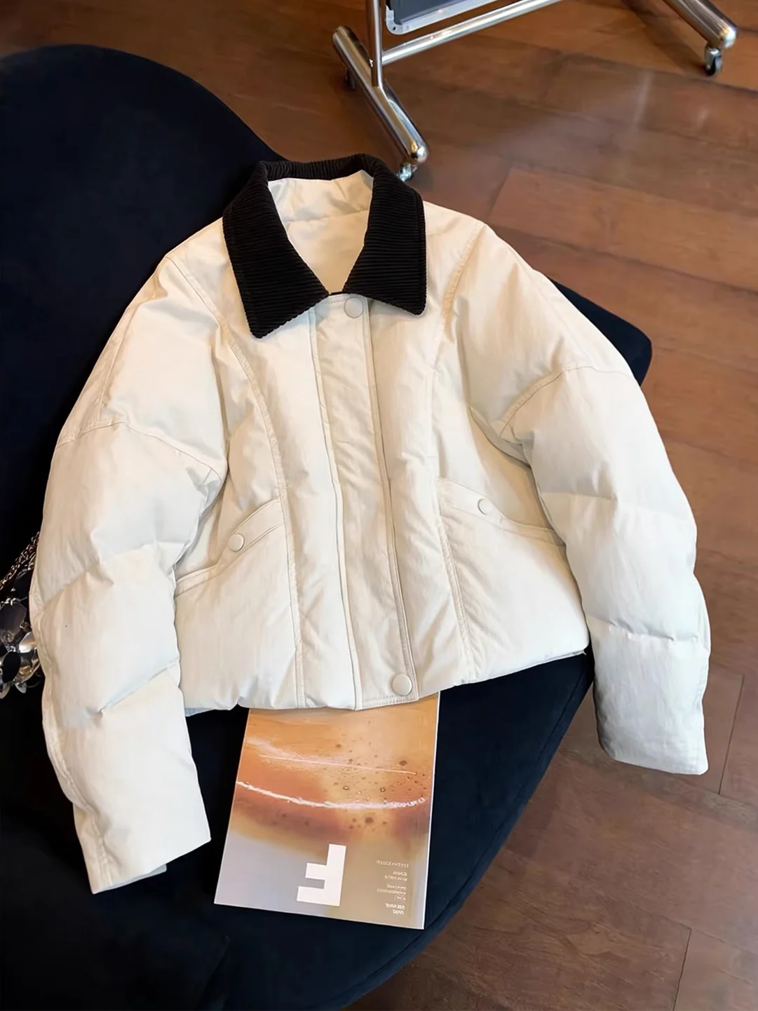 

Легкая хлопковая куртка женская осенне-зимняя теплая с воротником, мягкая, в стиле ретро, универсальная, тонкая, в корейском стиле