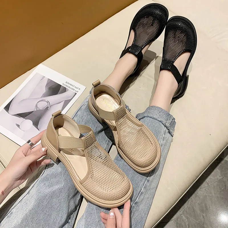 Roman Sandals 2022 Women\'s Female Shoe Breathable Espadrilles Platform Med Gladiator New Fashion Girls Outside Comfort Beige Sum