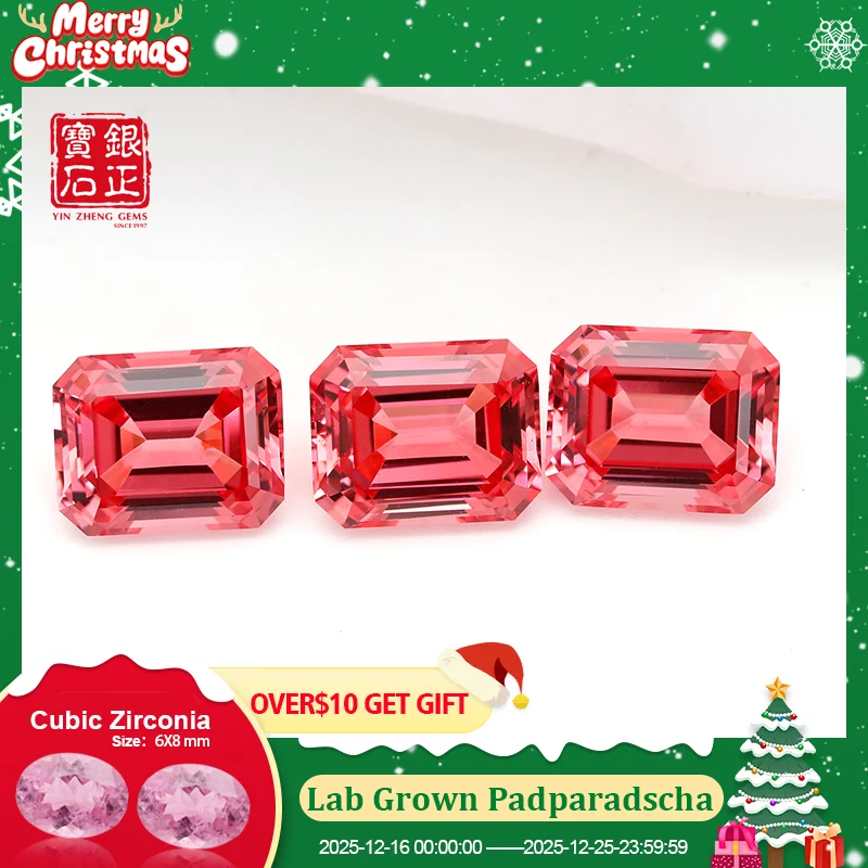 

YinZheng Emerald Cut Czochralski Lab Grown Padparadscha Sapphire Can Be Provide AGL Certificate Synthetic Cultivate Padparadscha