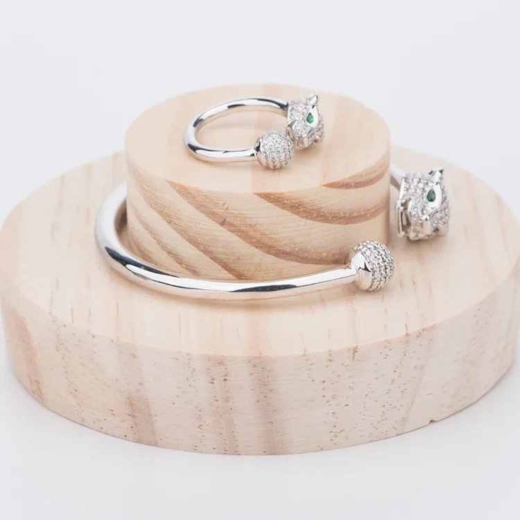 

Hiphop Shiny Copper Inlaid AAA Diamond Head Bracelet Opening Adjustable Round Ball Ring Stylish Simple Bracelet Accessories