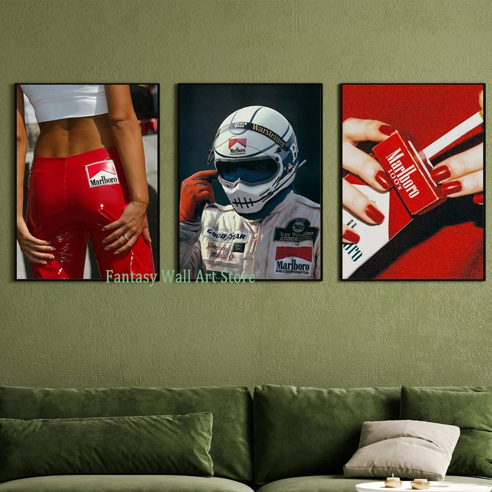 Impresiones rojas, póster de moda, pintura en lienzo, decoración artística de pared de moda roja, póster estético de moda, decoración de pared de coche de carreras Hypebeast