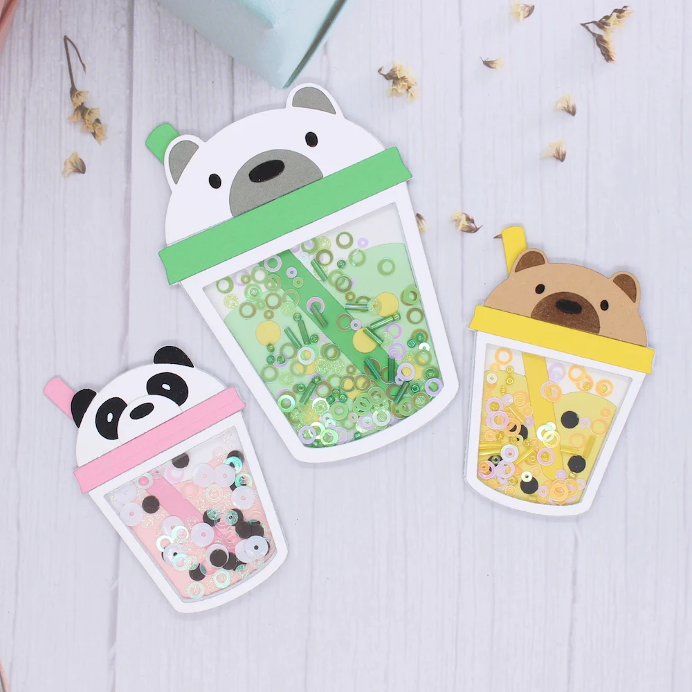 KSCRAFT śliczne Boba Drink Shaker metalu wykrojniki szablony dla DIY Scrapbooking dekoracyjne wytłaczanie kartki DIY