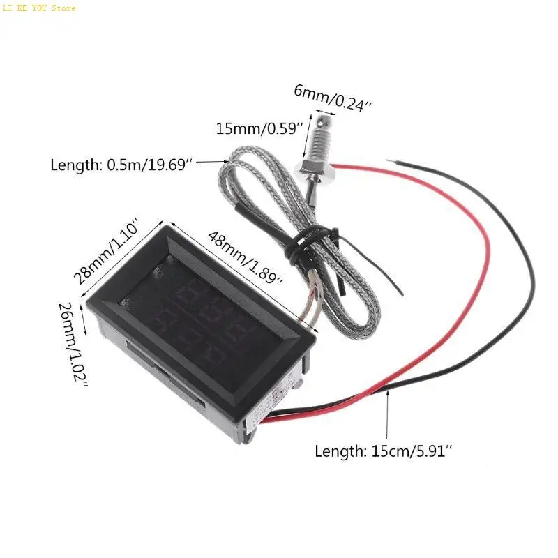 W3JE Digital Display High Temperature Thermometer K-Type Thermocouple Industrial Digital Thermometer for DC 4-28V