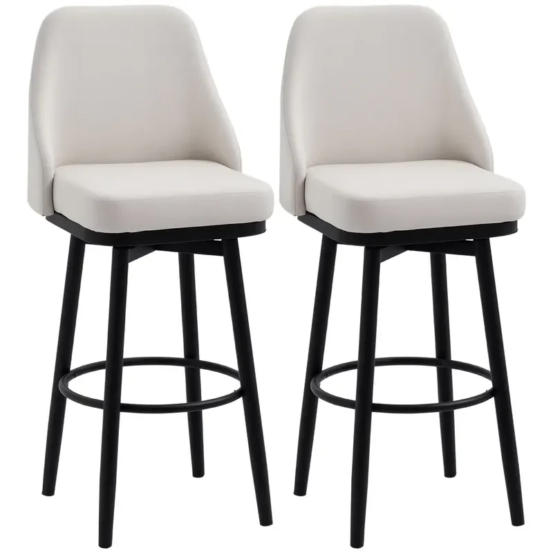 for Modern Style Bar Stool 2 Piece Set  Kitchen 360 Degree Rotating Chair Steel Leg Metal Frame 29.5 Inch Seat Height Yellow