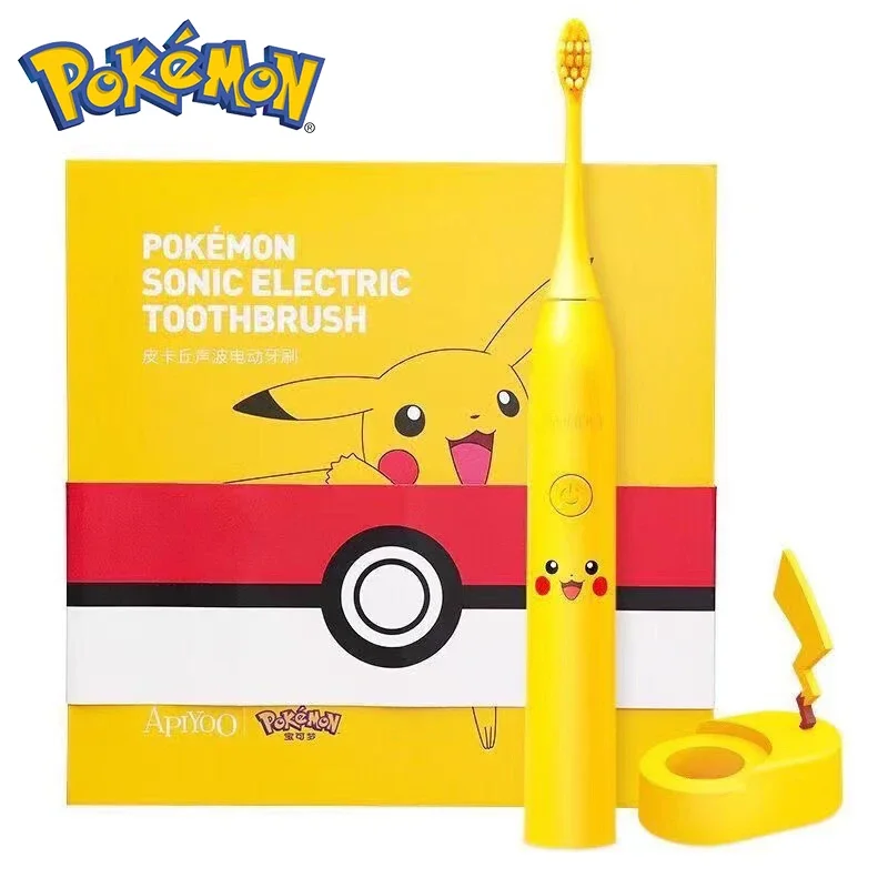 Pikachu Electric Ultrasonic Children\'s Toothbrushes Kids Smart Timer Rechargeable Whitening Toothbrush IPX7 Waterproof