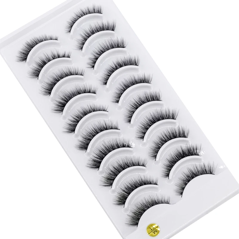 HBZGTLAD 10 Paar künstliche Nerz-Falsche Wimpern, natürliches langes Make-up, 3D-Nerzwimpern, Verlängerungswimpern, kurze Nerzwimpern für Schönheit – Detail 13