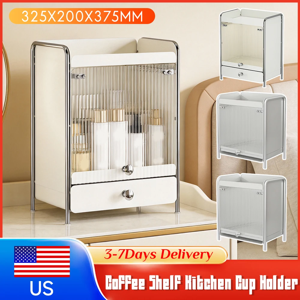 

Пылезащитный органайзер для хранения кофейных кружек и чашек, кухонная полка, настольный органайзер, экономия места для кофейного уголка, чая, косметики и мелочей ﻿