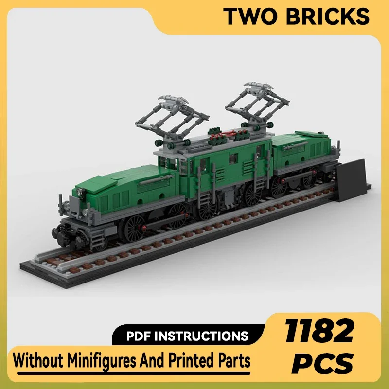 Décennie s de Construction Modulaires en Briques MOC Techniques pour Enfant, Modèle de Train Urbain Crocodile Vert, Jouets à Assembler Soi-Même, Cadeaux