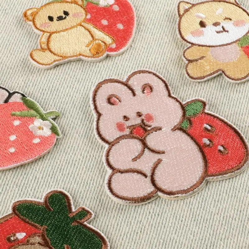 7 Pcs Lovely Bear Iron on Patches Sew on Applique Patches Embroidered Patches Y08E