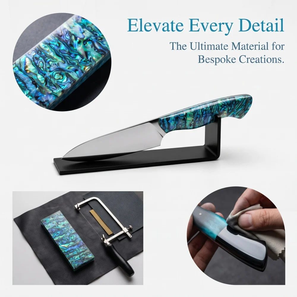 Natural Abalone Shell Resin Handle Patch High-quality Outdoor Knife Handle Making Materials Portable Tools DIY Components