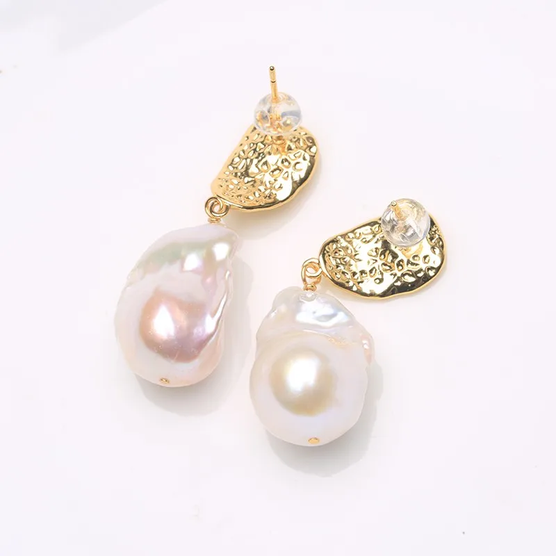 925 sterling silver hot sale100% Natural Freshwater Baroque Pearl Drop Earrings INS Fine Jewelry Gift for Women 15-25mm EX image 4