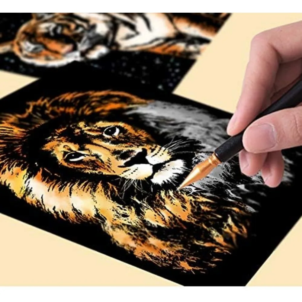 Искусство скретч-арт для взрослых и детей, поделки из радужной бумаги формата А4, скретч ночной сцены