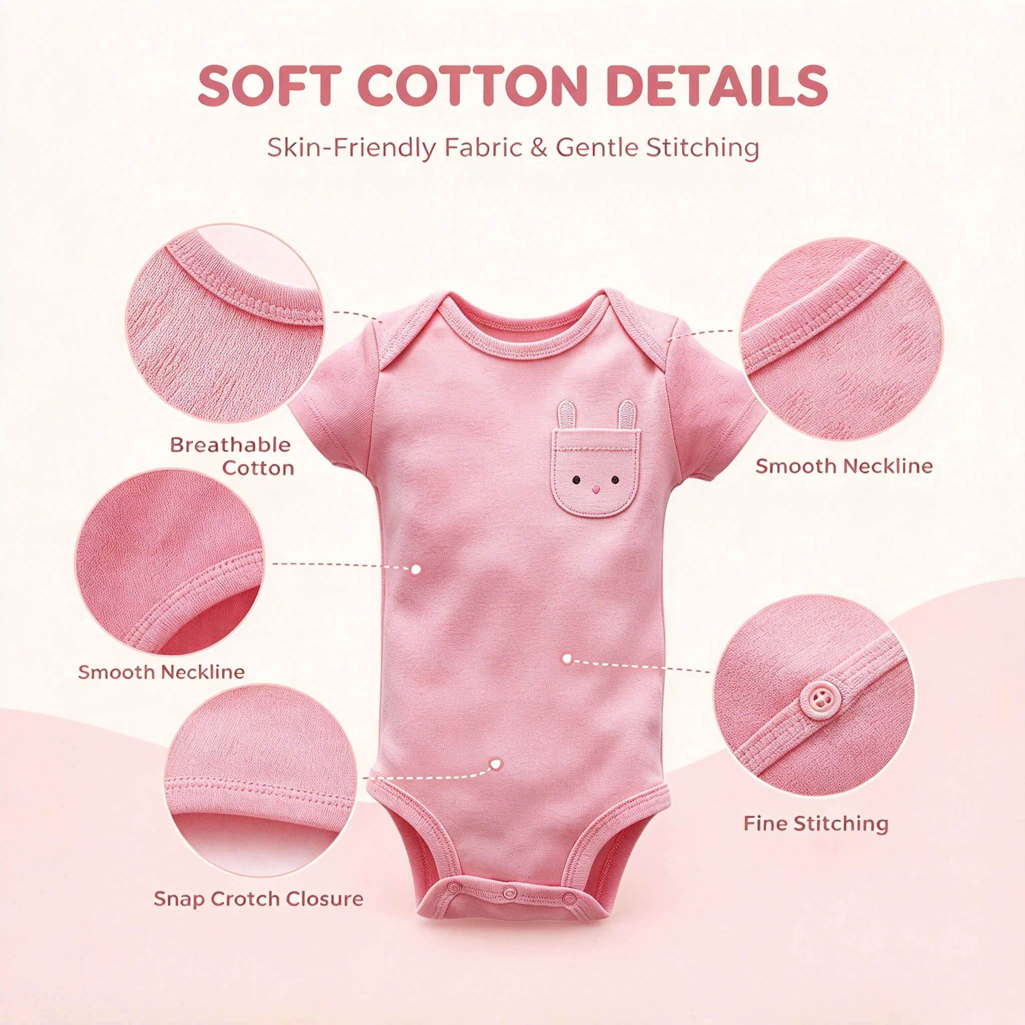 Baby Short Sleeve Bodysuits 5 Pack, Soft Cotton Infant Triangle Rompers, Newborn Baby Onesie Undershirts 6-24 Months