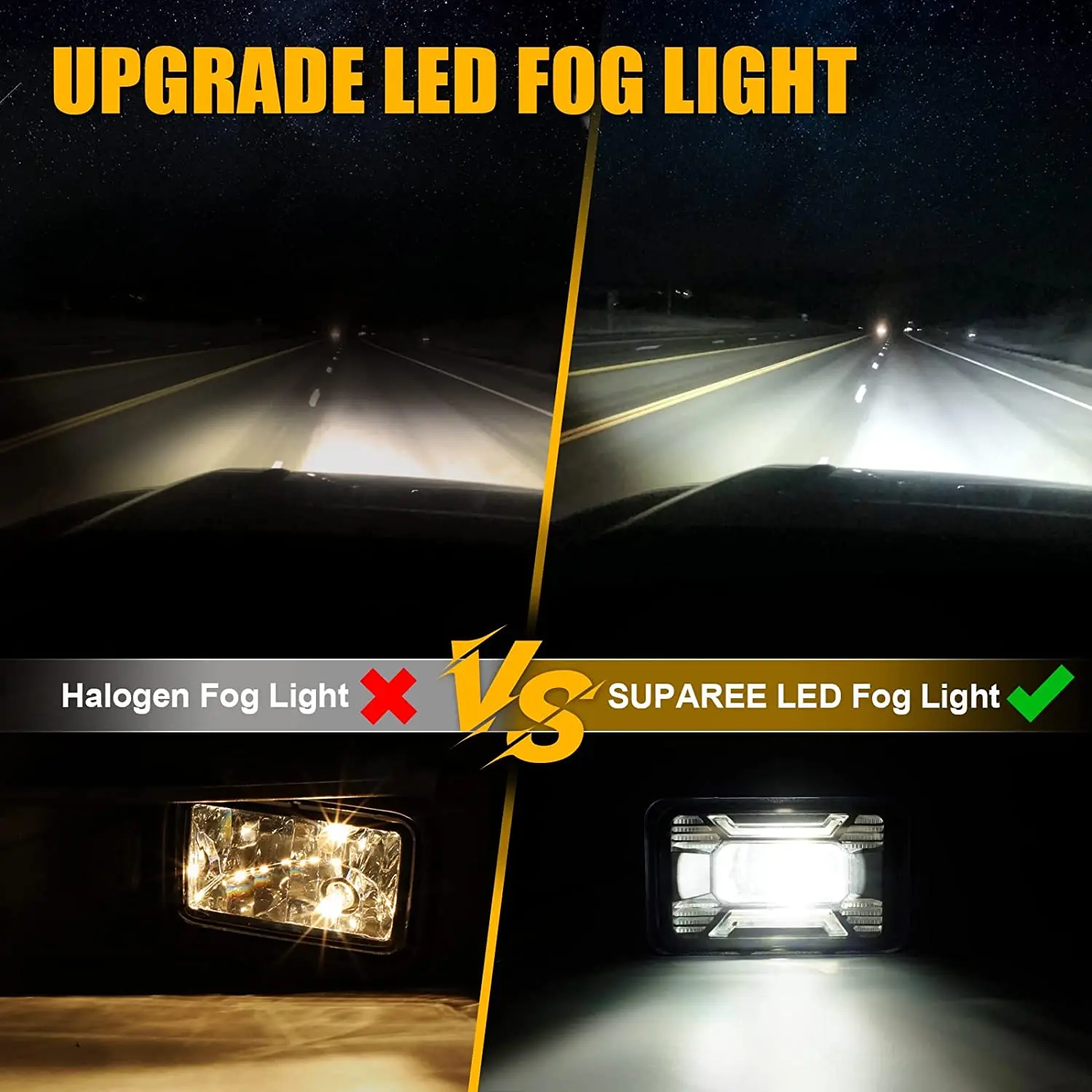 4.5 inch LED Fog Light with Daytime Running Lights Turn Lights IP67 Waterproof for Ford F150 2015-2020 Front Bumper Fog Lamp