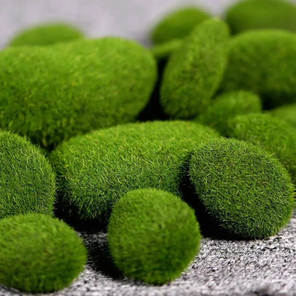 10PCS Artificial Green Moss Ball Fake Stone Simulation Plant Diy Decoration for Shop Window Hotel Home Office Plant Wall Decor