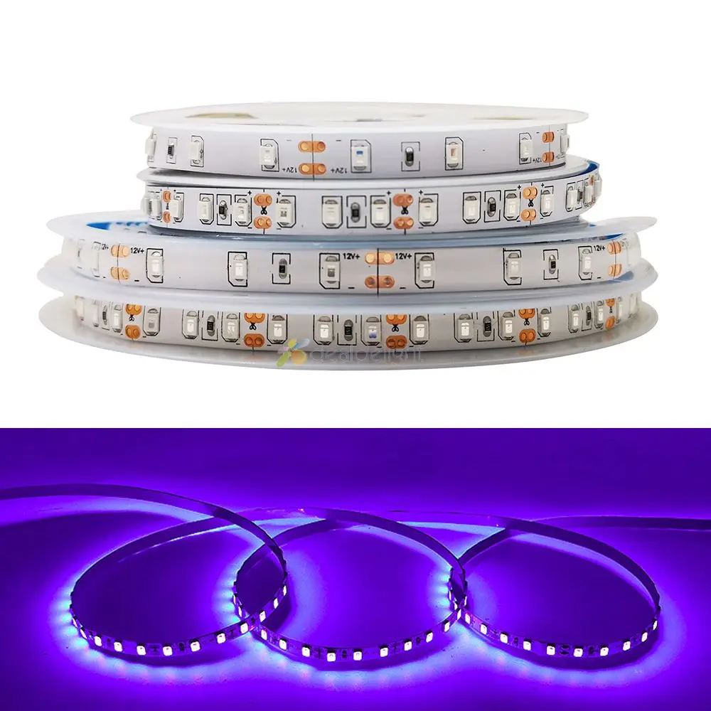 DC12V 5M/Lot 3528 2835 UV LED Strip 60led/m 120led/m 300/600 Leds Ultraviolet 395-405nm Purple Flexible Tape Light