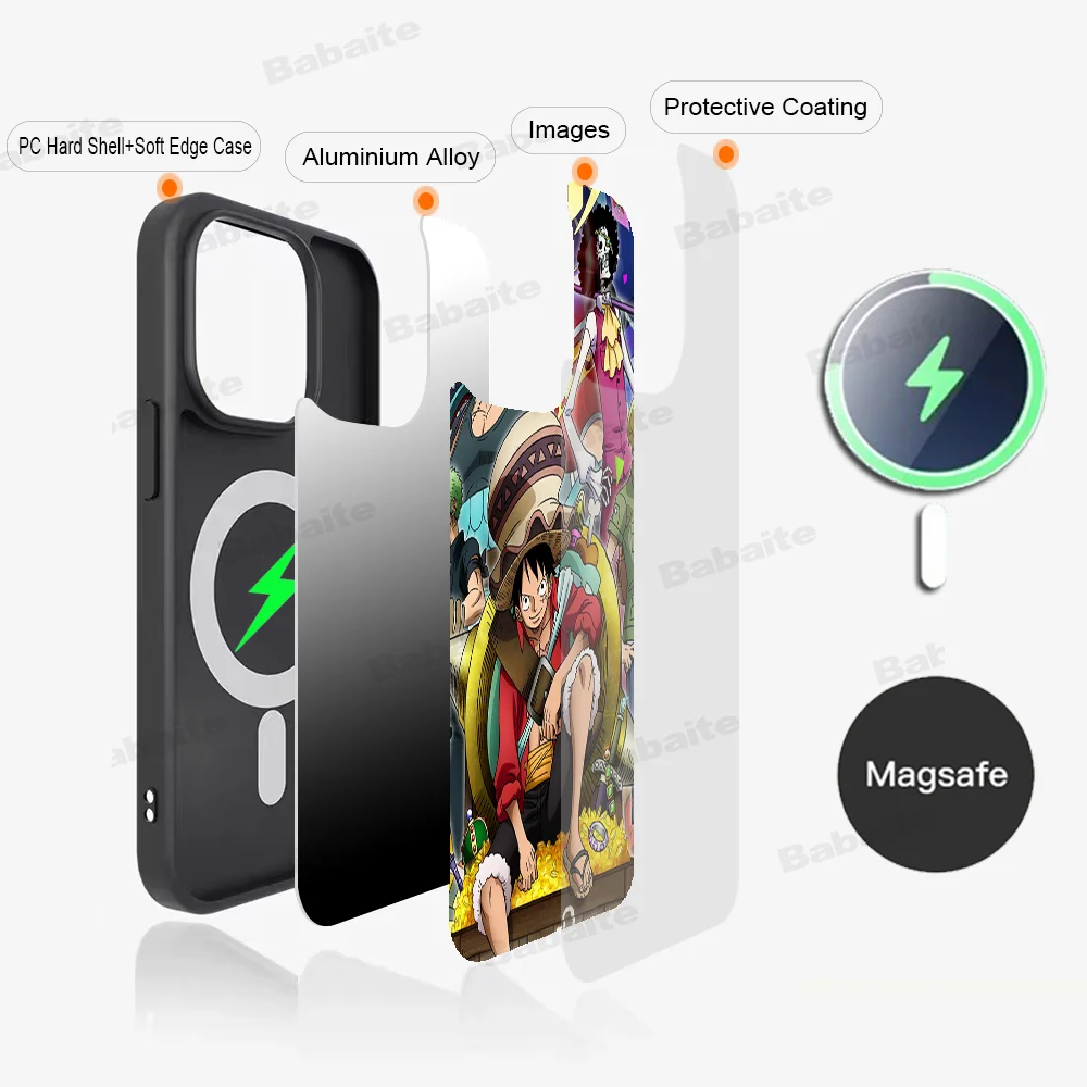 O-One Anime-P-Pieces Phone Case Magnetic Case For iPhone 16 14 13 12 11 15 Pro Max Plus For Magsafe Wireless Charge Cover