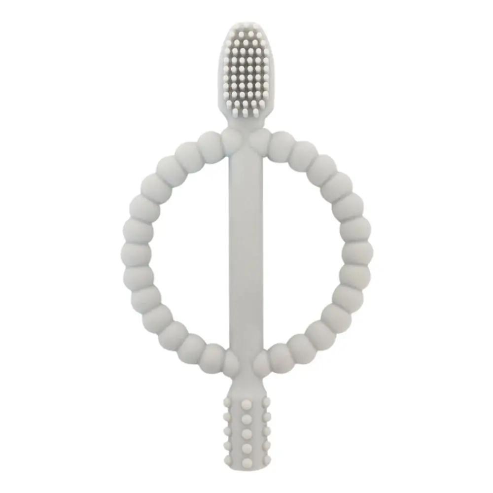 Mordedor de silicona de grado alimenticio de primera calidad, mango fácil de sostener, palo para masticar sin BPA, masaje para aliviar la dentición, encías, cepillo de dientes infantil para viaje