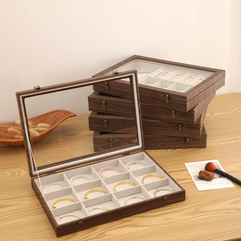 

Bracelet Jewelry Showcase Box Necklace Organizer Case Jeweler Transparent Displays Cases Household Jewellery Storage Boxes