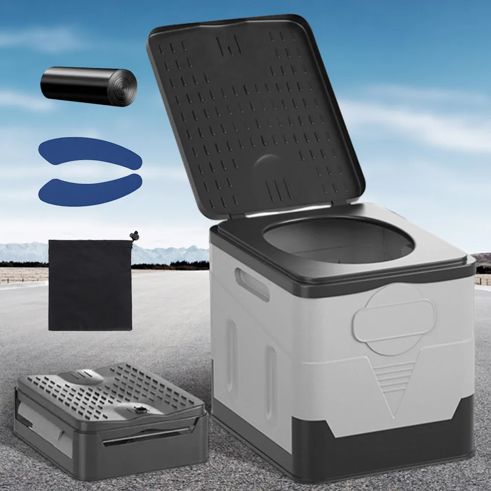 Portable Camping Toilet Trash Can Portable Toilet for Tour Emergency Self-driving for Car Truck Camping Hiking Fishing Long Trip