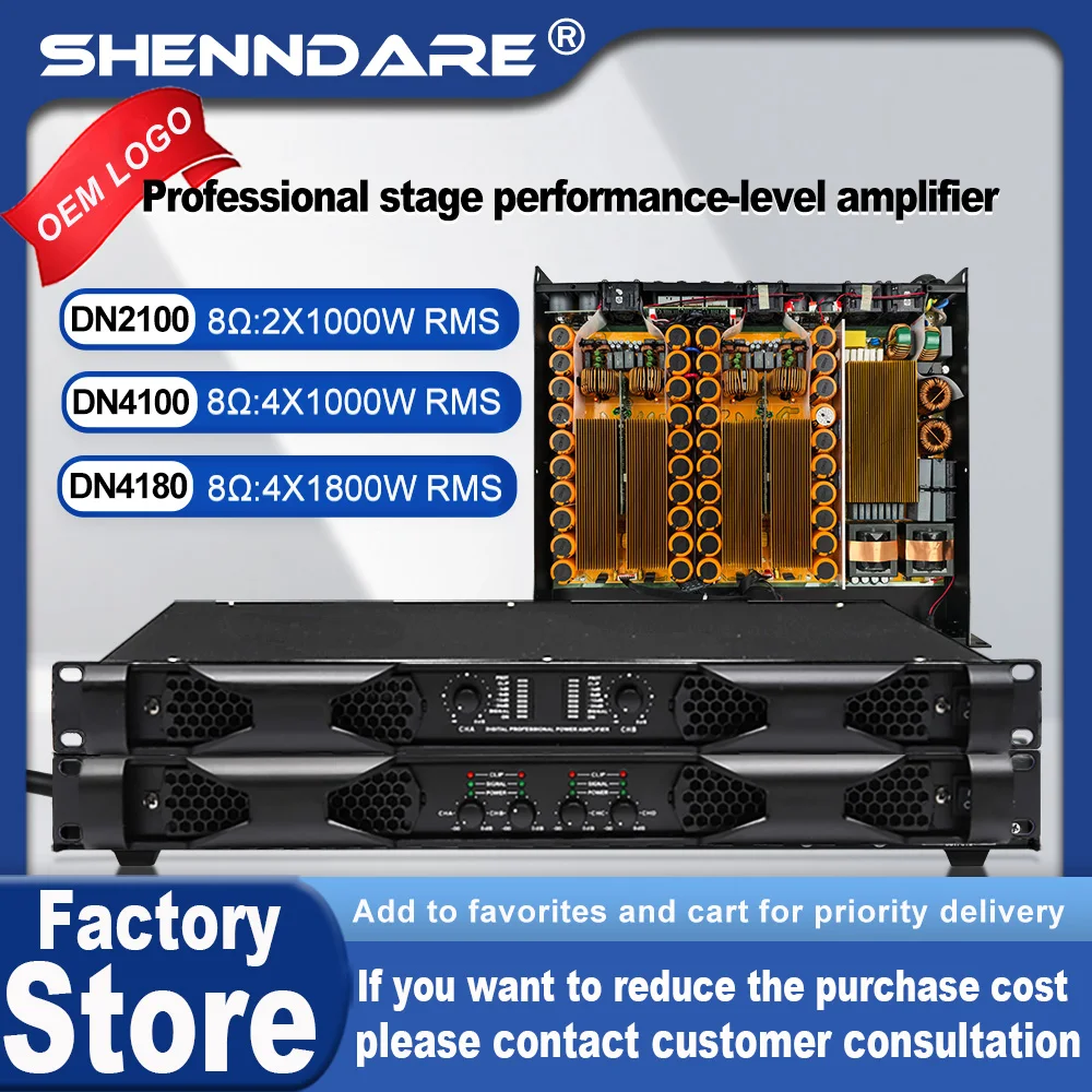 

Профессиональный цифровой усилитель мощности ShennDare DN4180 4x1800 Вт, 4-канальный усилитель для сценических выступлений, 4x3200 Вт при 4 Ом для динамиков и сабвуферов.
