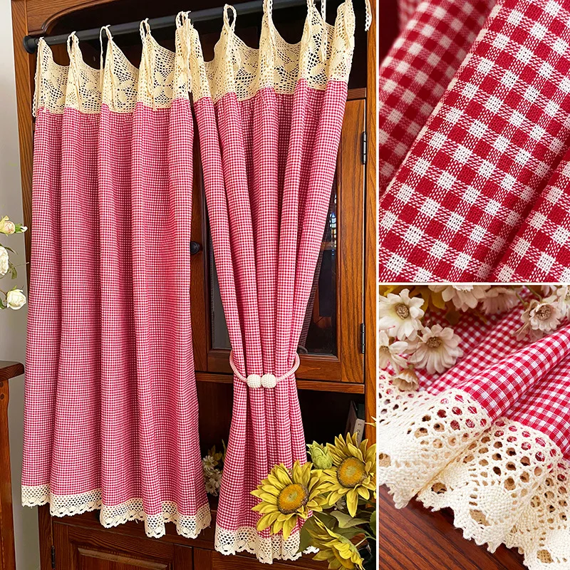 1 لوحة الأحمر متقلب بوهو الستائر خليط شير الدانتيل الكروشيه لغرفة النوم غرفة المعيشة نافذة ستارة المطبخ ديكورات المنزل