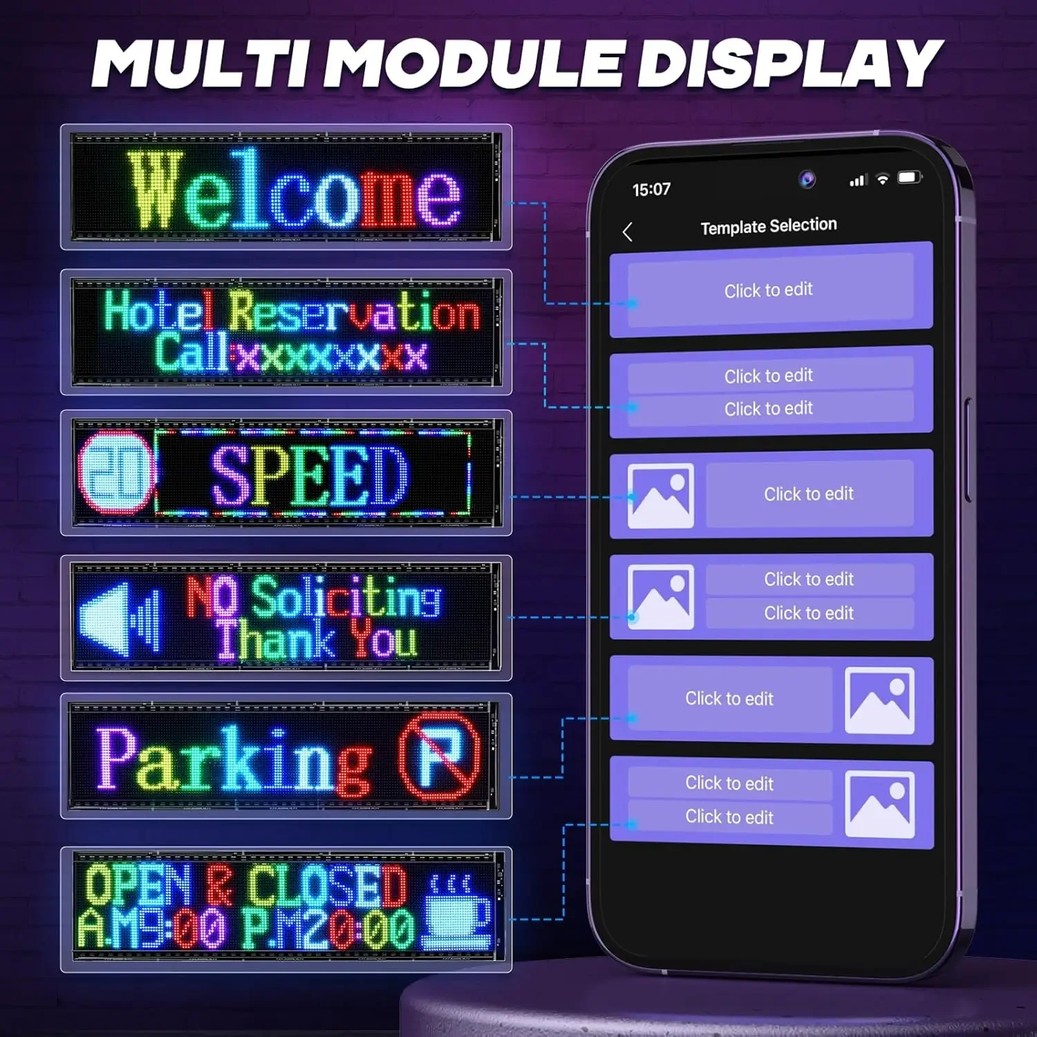 Pára-brisa do carro display led com múltiplas opções de idioma para uso global sinais led placa de sinal do carro flexível led rgb display diy