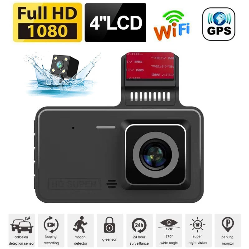 

Автомобильный видеорегистратор WiFi Full HD 1080P, видеорегистратор заднего вида с ночным видением, автомобильная камера, видеорегистратор с черным ящиком, Автомобильный видеорегистратор, GPS-монитор парковки