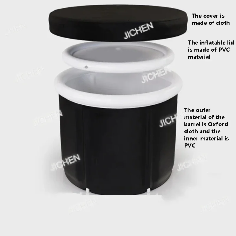 

HQC Black Bubble Bath Bucket Adult Household Folding Bath Bucket PVC Inflatable SPA Ice Bath Ice Therapy Double Layer Lid