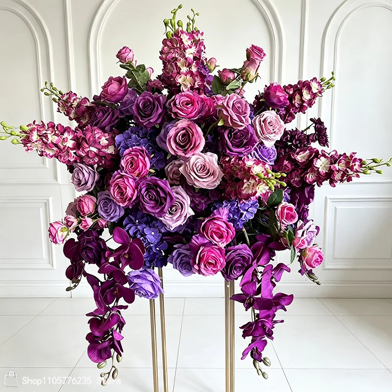 Große Künstliche Rosen-Delphinium-Blumenkugel als Hochzeitstisch-Mittelstück, Blumenarrangement für Party, Bankett, Gangdekoration und Veranstaltungsortdekoration – Detail 4