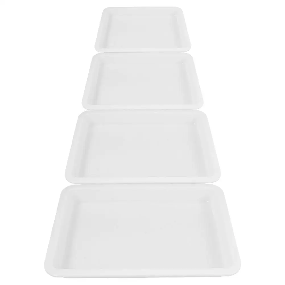 

4 Pcs Laboratory Tray Dental Procedure Dentist Tools Organizer Biscuit Food Ac Drip Pan White