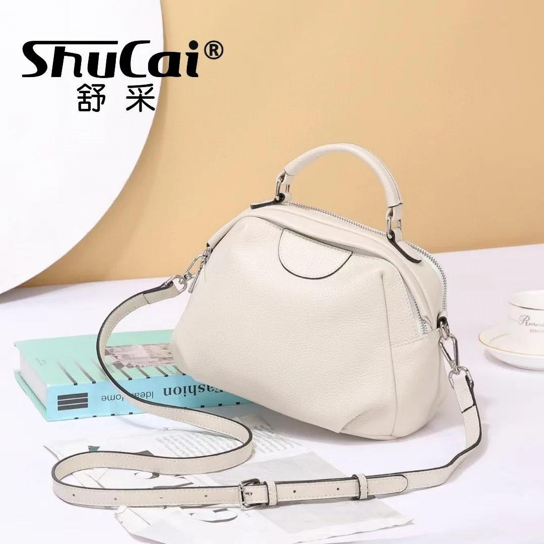 Genuine leather single shoulder crossbody head layer cowhide handbag large capacity soft leather bag