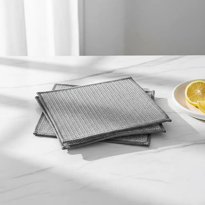 Double‑Sided Steel Wool Scrubber Non‑Scratch Metal Scouring Pad For Pots And Pans Replaces Wire Sponge