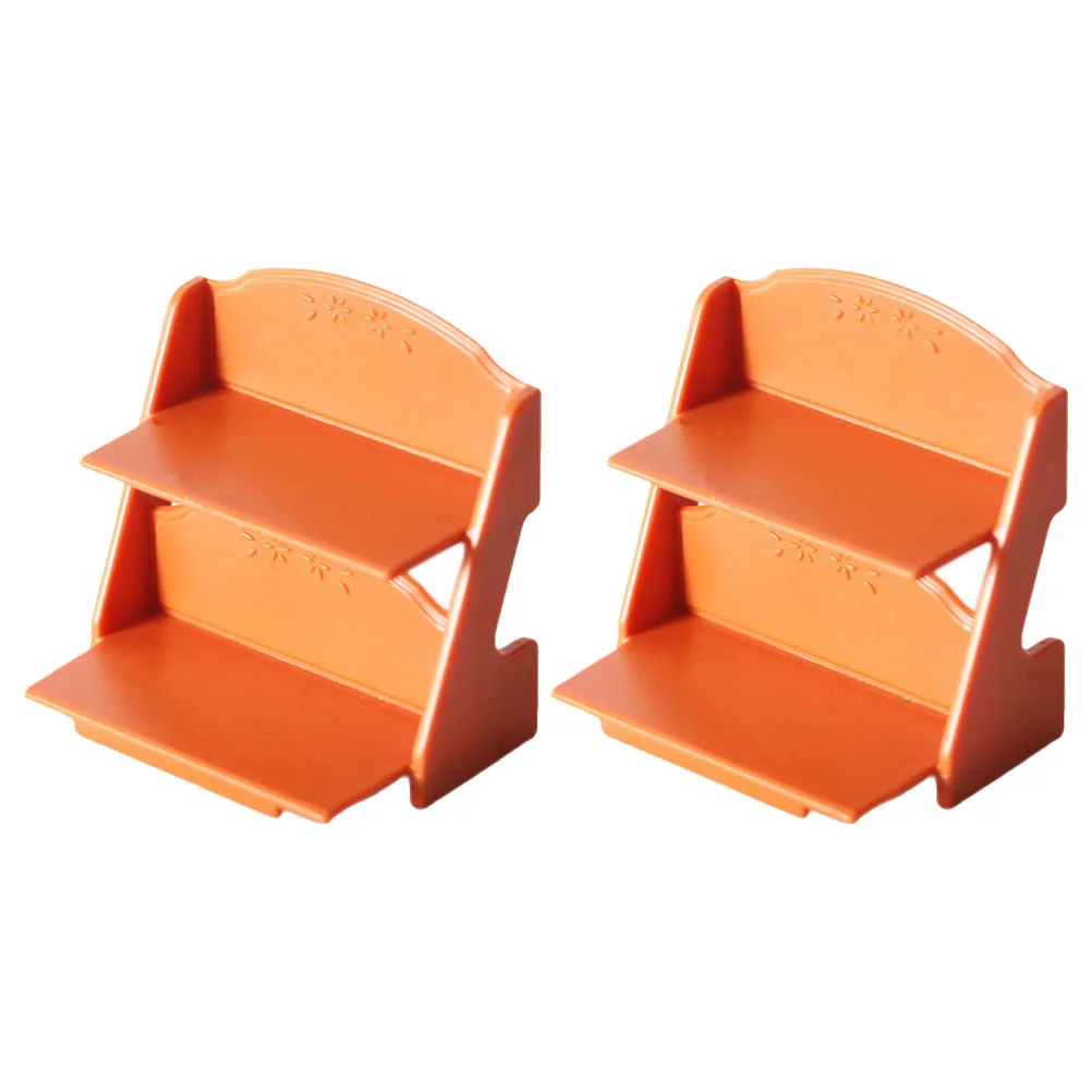 

2 Pcs Mini Planter Display Shelf Furniture Model Decor Miniature Plastic Pot Stand