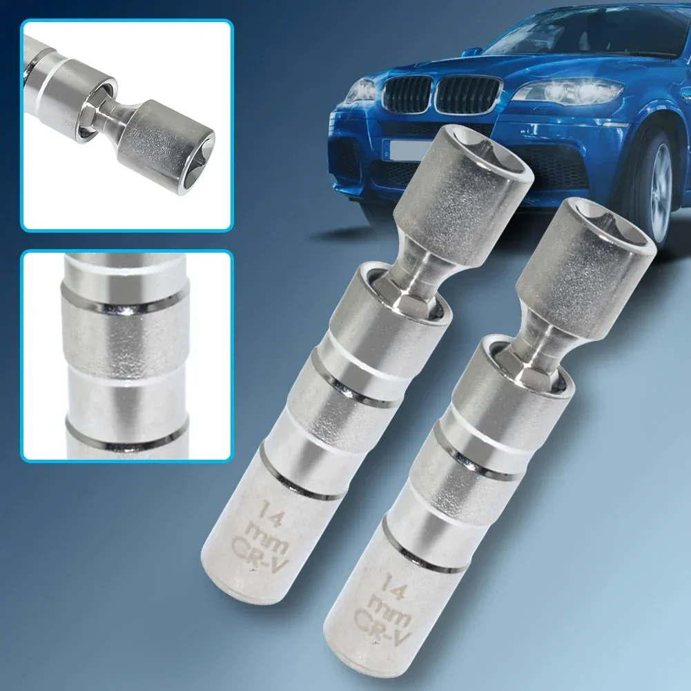 14mm 16mm Spark Plug Socket Wrench Adapter 12-Point 3/8inch Drive Universal Joint with Magnetic Socket Car Repair Tool