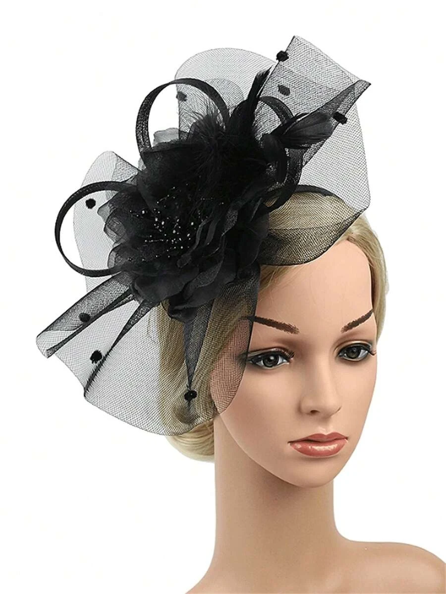 1Pc Fascinators Hats For Women Fancy Tea Party Hats Kentucky Derby Hats Feather Hair Clip For Wedding Party Church Hats - view 6