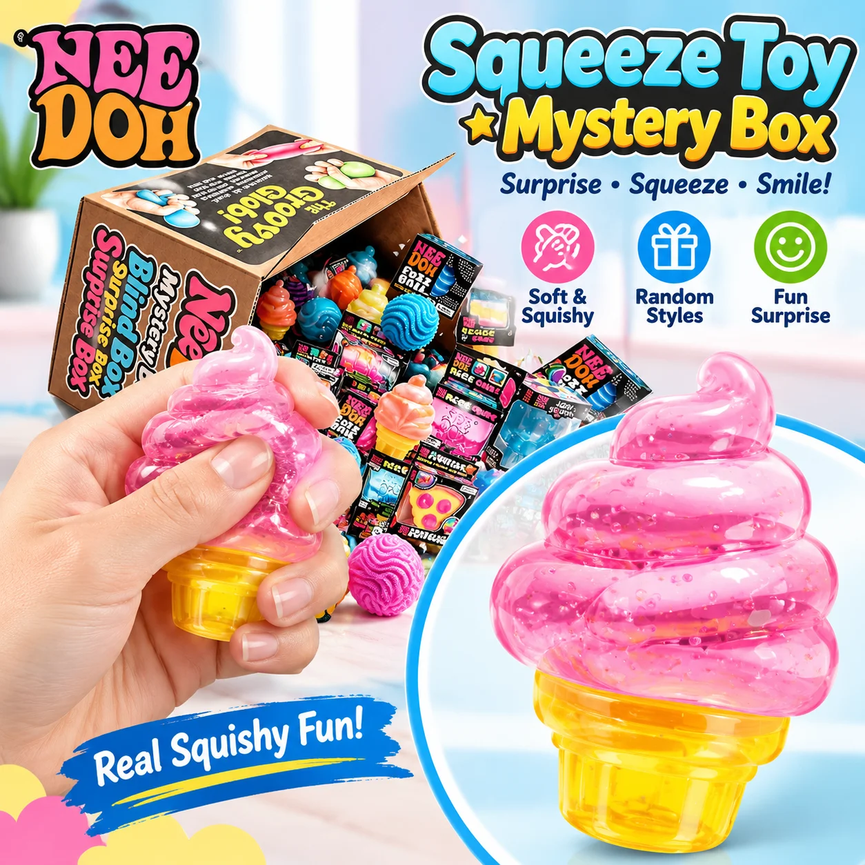 NeeDoh Schylling Slow Rising Squishy Squeeze Toy Blind Box Mystery Box ADHD Stress Relief Fingertip Toy 2026 Gift