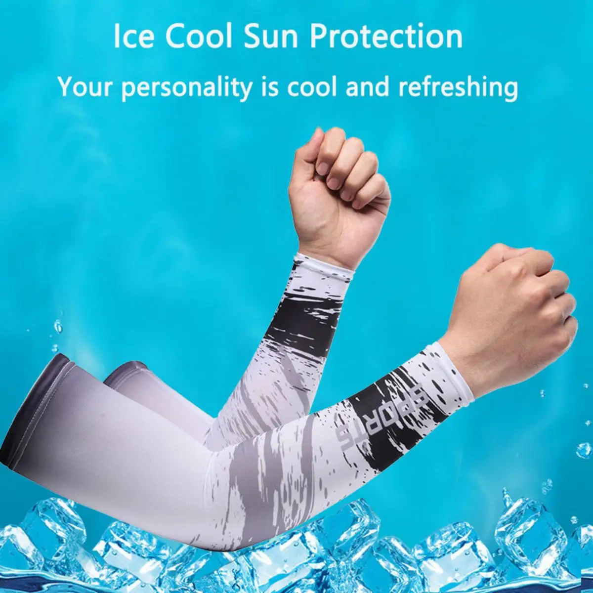 Manga de protección solar de seda de hielo transpirable y absorbente de sudor, manga de brazo frío, manga larga de ciclismo, manga de hielo resistente a los rayos UV