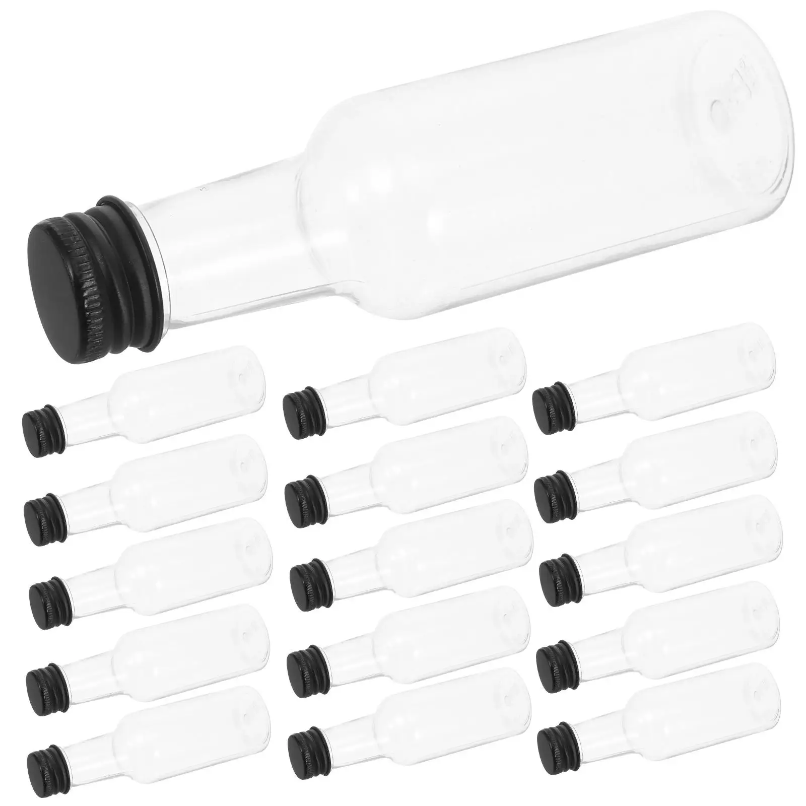 

24 Pcs Small Wine Bottle Coquito Bottles with Caps Lids Bbq Sauce Has Aluminum Alcohol for Liquor The Pet Colored Glass Corks