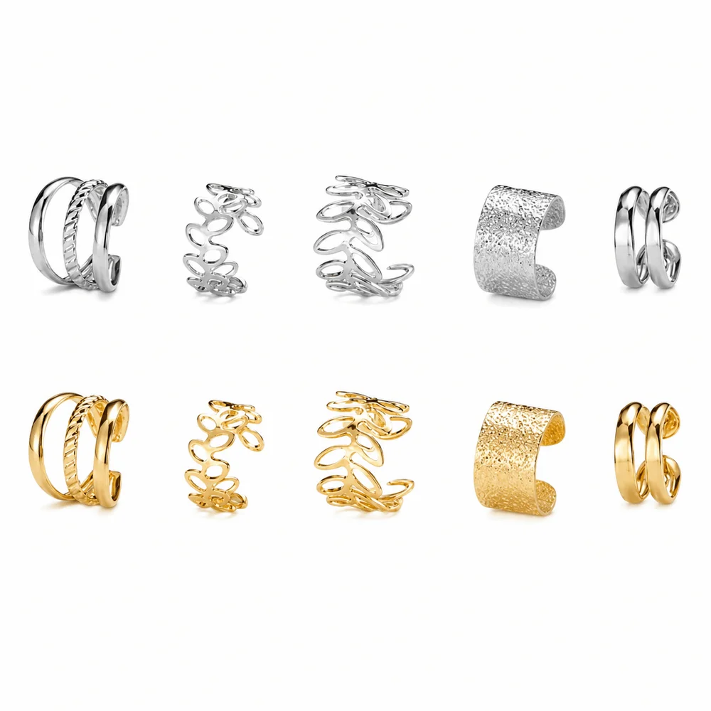 New Alloy Ear Cuffs Non-Piercing Smooth Finish Clip Earrings Simple Style Lightweight Jewelry Accessories Party Outfits