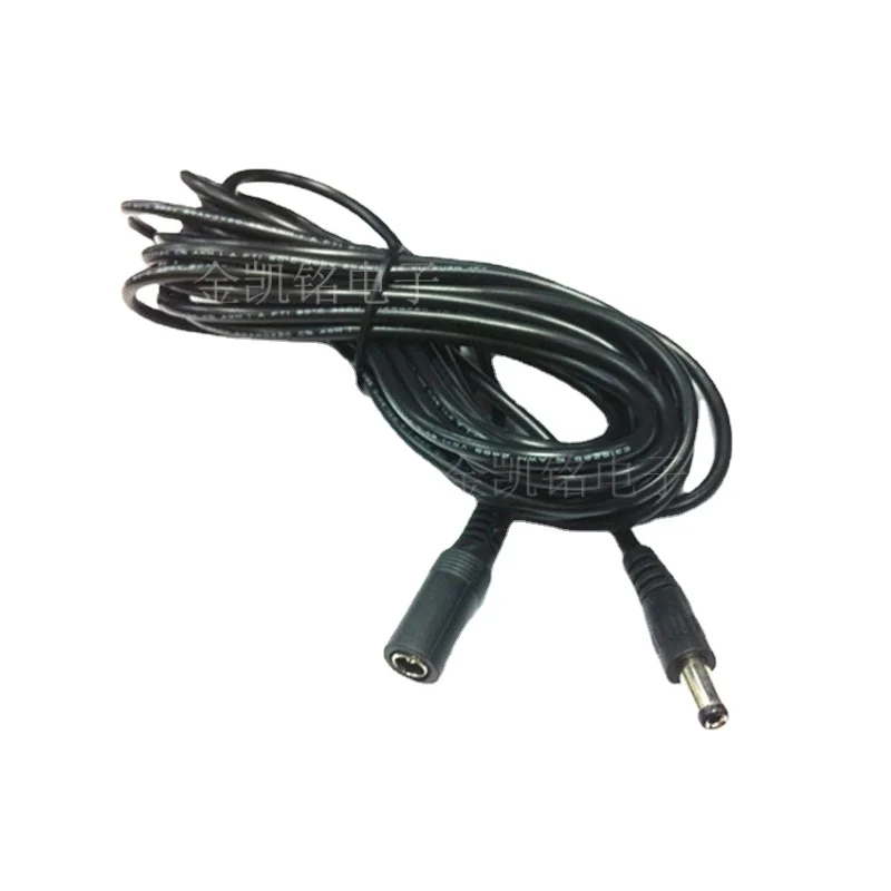 

High-Quality 0.3mm² Copper LED Light 12V Surveillance Power Extension Cable DC5.5*2.1 Male To Female 3A Black 5M