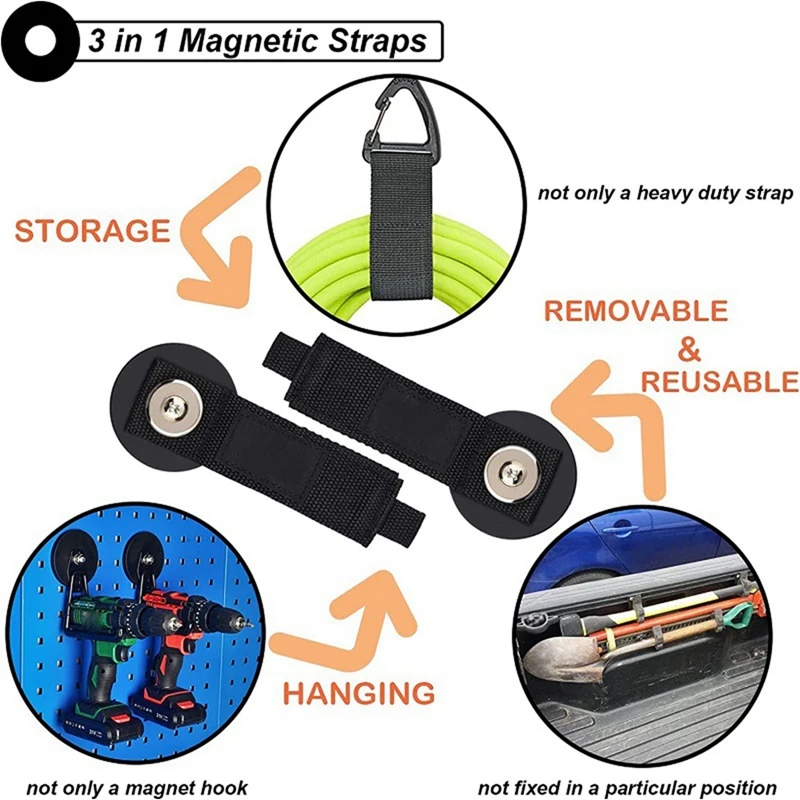 Strong Magnetic Hooks Anti-Scratch Utility Garage Hooks Heavy Duty Storage Strap Extension Cord Holder Tools Organizer