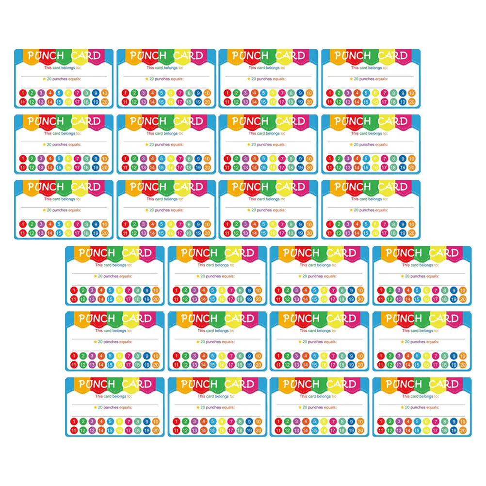 

50Pcs Cheerful Punch Cards for Kids Classroom Reward Cards Colorful School Encouragement Cards Adorable Learning Incentive Cards