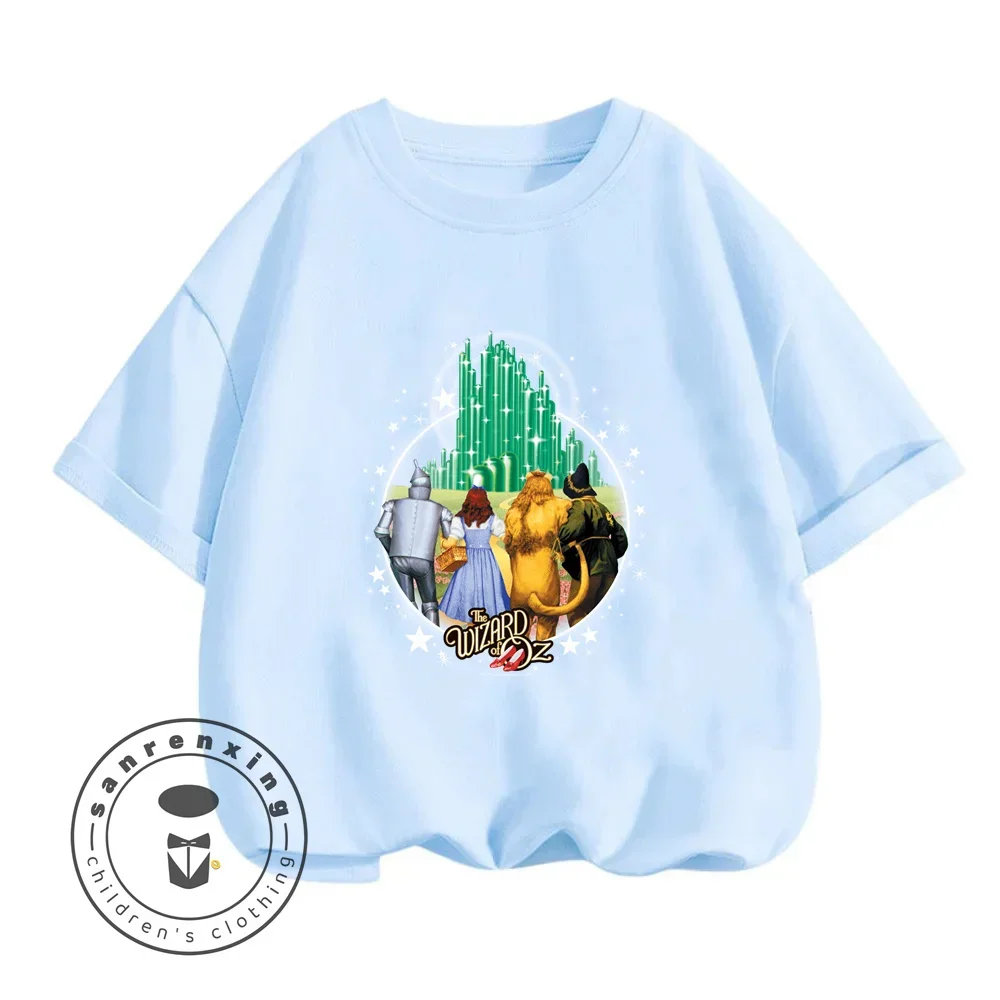 Avventure in maglie morbide t-shirt mago di Oz per ragazzi e ragazze estate 2024 edizione con simpatiche illustrazioni di cartoni animati che