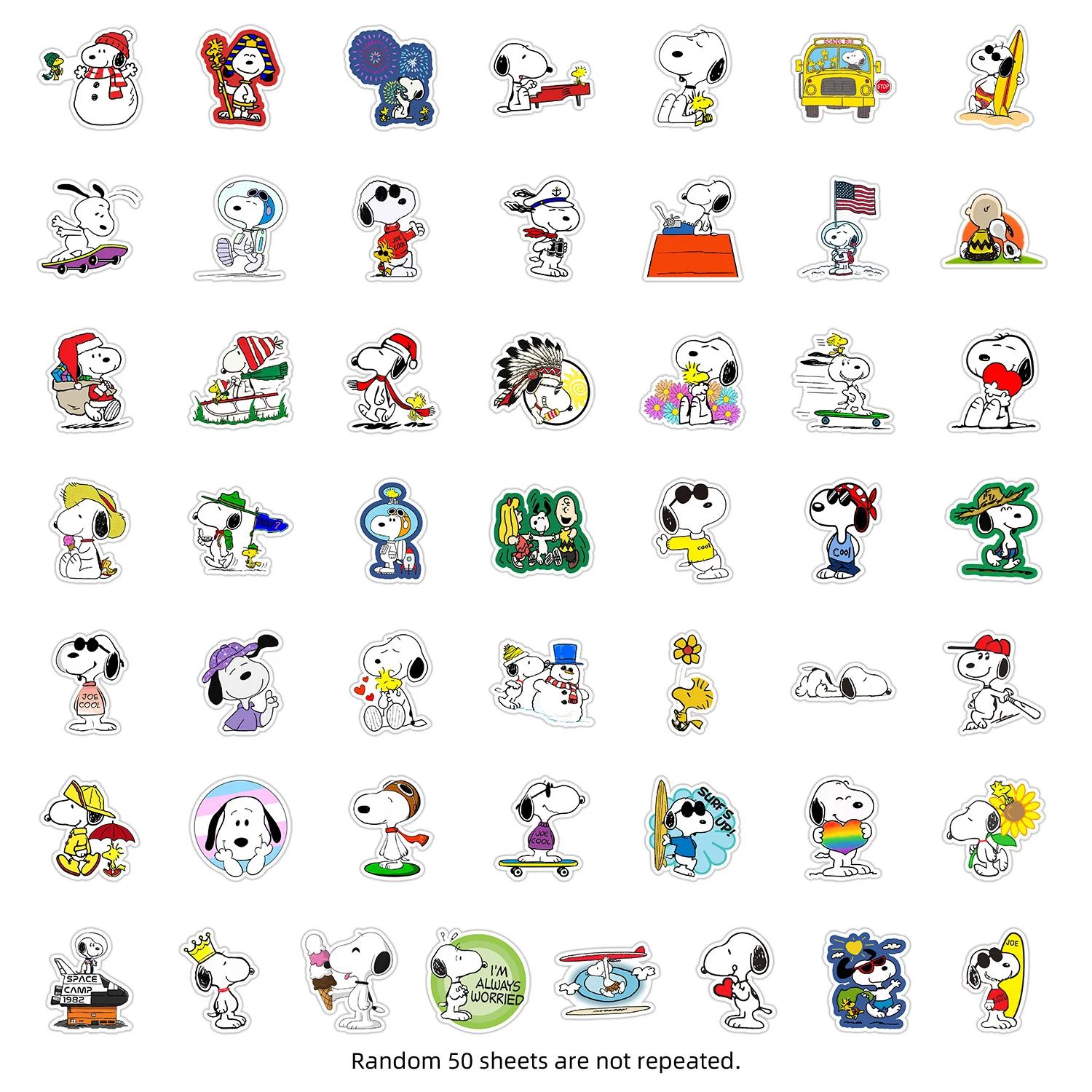 50PCS Cartoon Animation Snoopy Graffiti Stickers Aesthetic Decals DIY Decor For Phone Bottle Travel Bag Creative Gifts