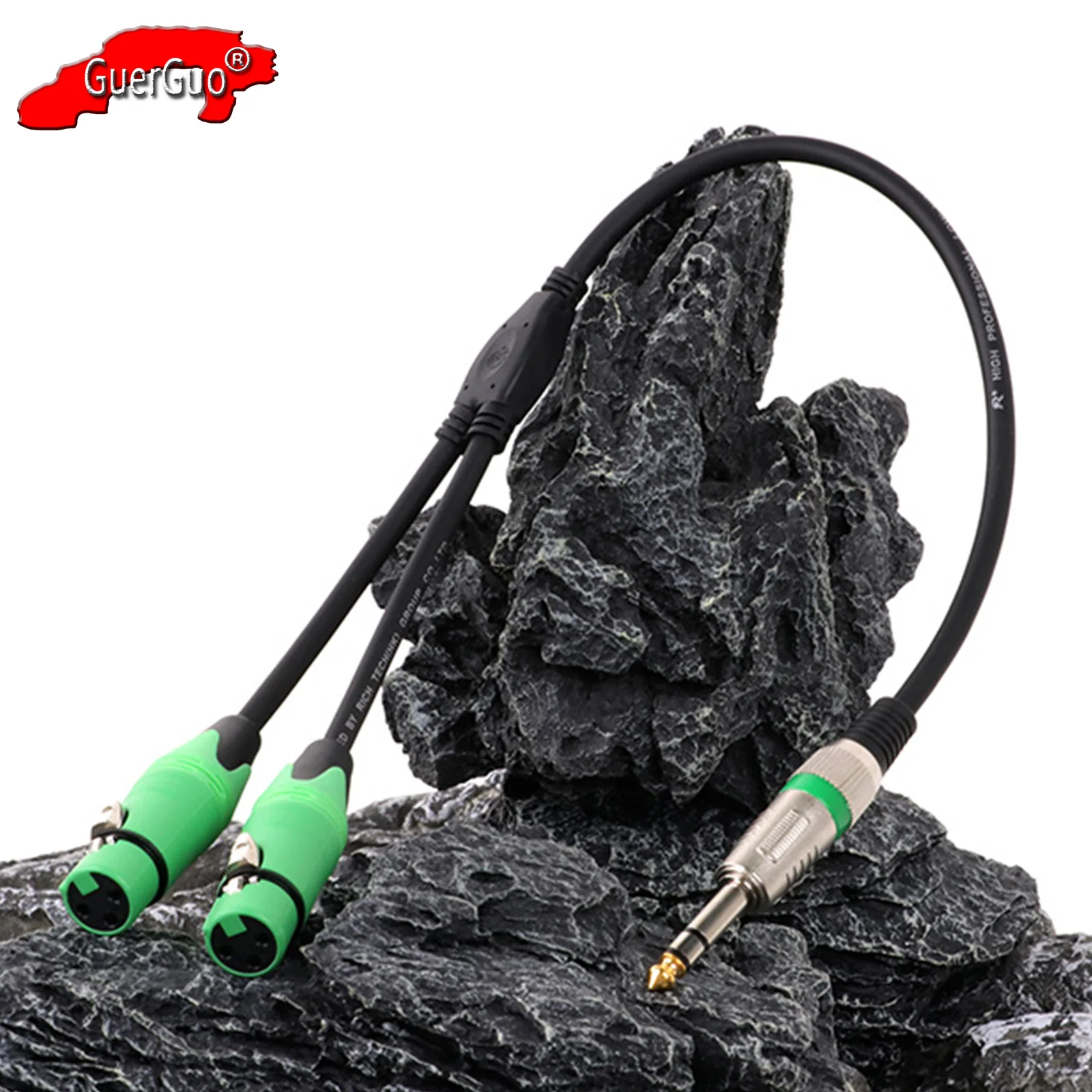 

6.35mm 1/4 inch TRS Male Jack to Dual 3Pin XLR Female Microphone Stereo Unbalanced Amp Audio Converter Adapter Y Splitter Cable