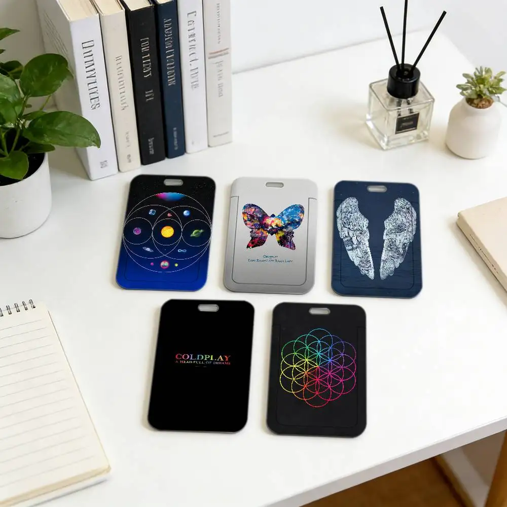Fashion Band C-COLDPLAY-Y Lanyard Pull Back Clip Holder and Card Holder Rotating Back ID Card Family Gift