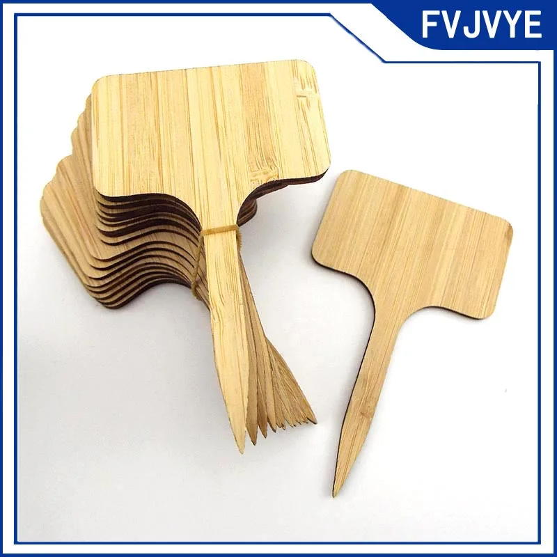 10*6cm T-Type Bamboo Plant Labels Eco-Friendly Wooden Flower Veg Sign Tags Garden Markers Tools for Pots Potted Herbs Flowers A5